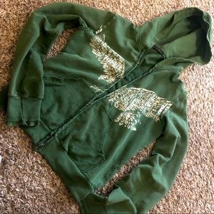 Forever 21 Green Hoodie With Bird Great Quality 100% Cotton Size Sm